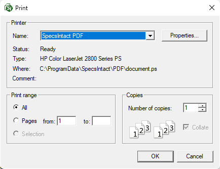 Illustration of the Print Setup window