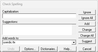 Illustration SI Editor's Tools Menu - Spell Check: Check Spelling  for Capitalization