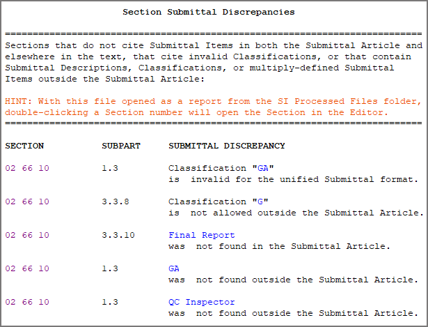 Example of Submittal Verification Report Discrepancies Illustration Example of Submittal Verification Report Discrepancies