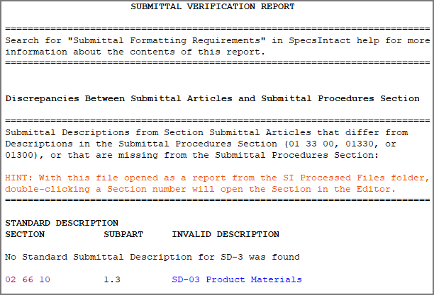 Example of Submittal Verification Report Discrepancies Illustration Example of Submittal Verification Report Discrepancies