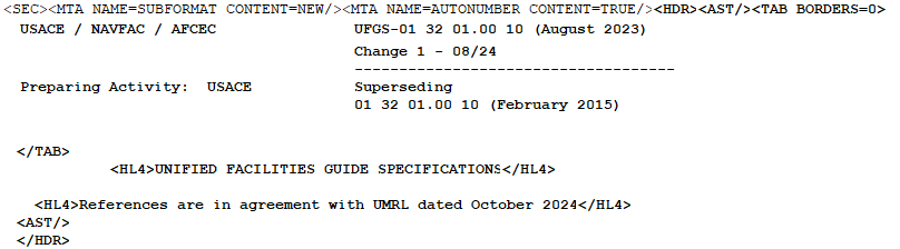 Illustration of Asterisks Used With Section Header and Tags Hidden