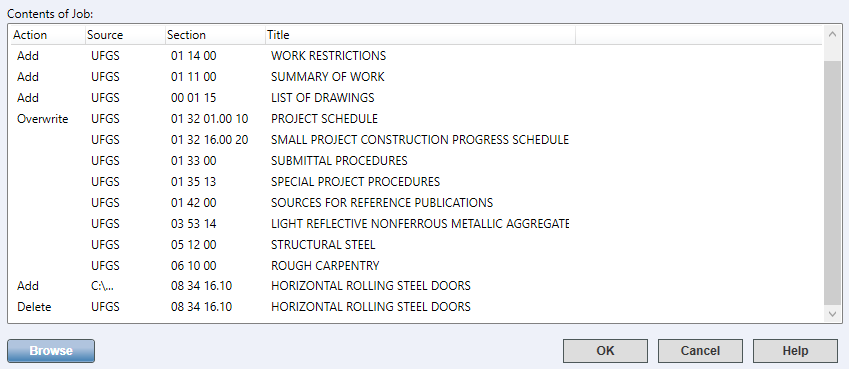 SI Explorer's File Menu - Add Sections: Job Tab - Contents Illustration SI Explorer's File Menu - Add Sections: Job Tab - Contents
